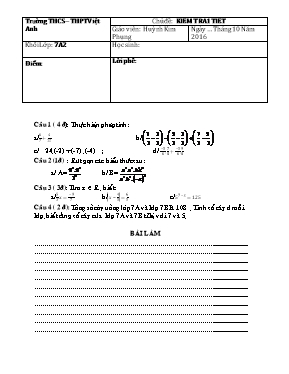 Kiểm tra 1 tiết Đại số lớp 7
